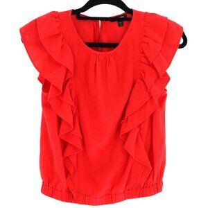 Express Linen Top Womens XS Red Romantic Feminine Chic Casual Weekend Brunch‎